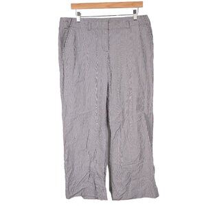 J Crew City Fit Pants 12 Womens Striped Gray White Cotton Wide Leg Career Casual